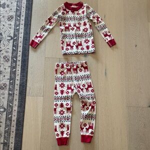 Hanna Andersson Red and White Reindeer Pajama Set